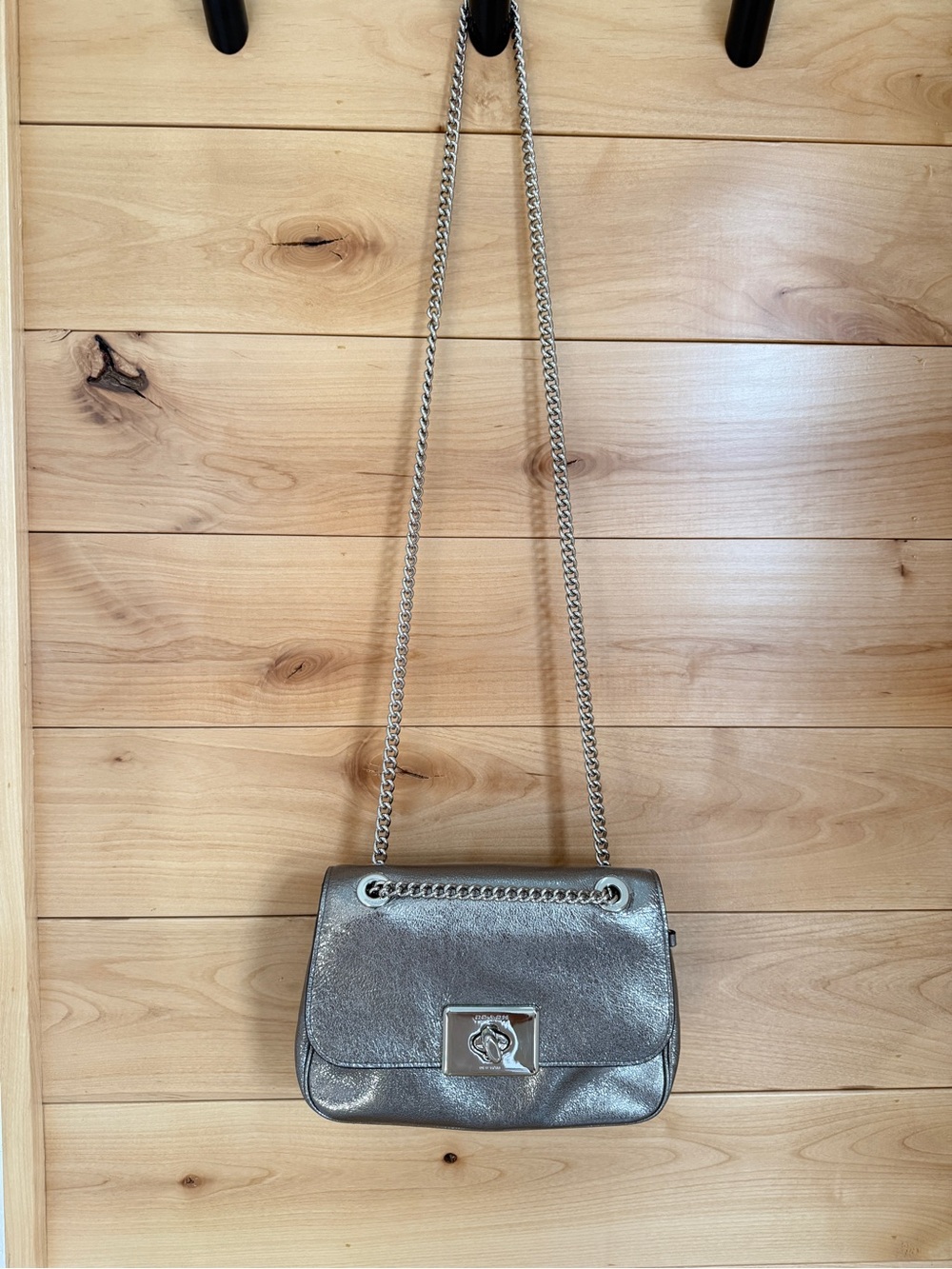 Coach Metallic Silver Chain Strap Crossbody Bag - Picture 2 of 11